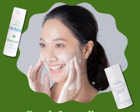 woman applying lotion.